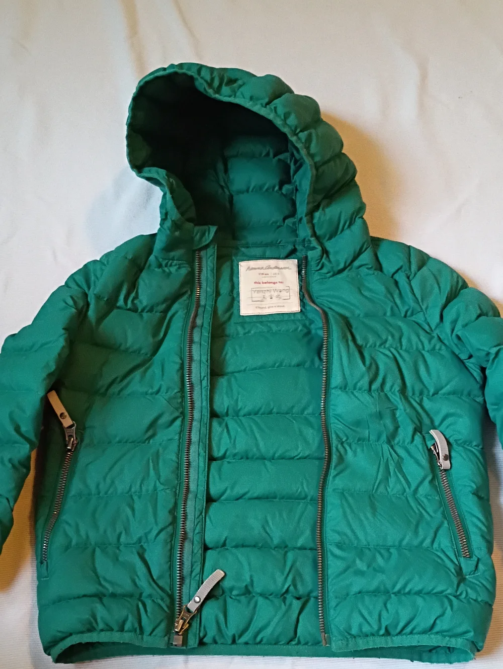 Hanna Andersson Green Hooded Puffer Jacket
